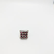 Load image into Gallery viewer, Nine stone Garnet Sterling Silver ring -  Gem cut natural stone