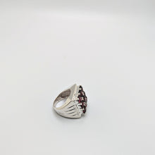 Load image into Gallery viewer, Nine stone Garnet Sterling Silver ring -  Gem cut natural stone
