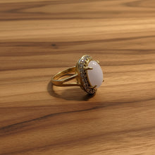 Load image into Gallery viewer, Jade Healing Ring - White Jade Gold Plated Band