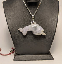 Load image into Gallery viewer, Jade Dolphin pendant - green to lilac Jade
