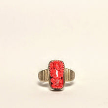 Load image into Gallery viewer, Ganesh - red Coral silver ring