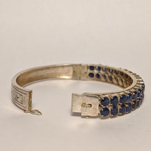 Load image into Gallery viewer, PREMIUM COLLECTION - Natural untreated Blue Sapphire cuff Silver bracelet