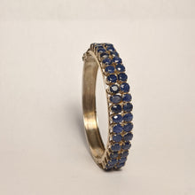 Load image into Gallery viewer, PREMIUM COLLECTION - Natural untreated Blue Sapphire cuff Silver bracelet