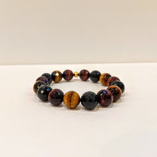 Load image into Gallery viewer, Multi color Tiger eye Gem cut bracelet