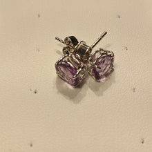 Load image into Gallery viewer, Amethyst Sterling Silver earrings - Gem cut natural Royal Amethyst