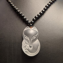 Load image into Gallery viewer, Quartz FOX medallion pendant - clear quartz fox/ American Onyx necklace