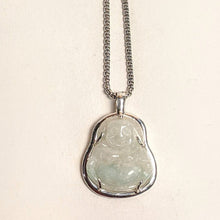 Load image into Gallery viewer, PREMIUM COLLECTION - Jade Happy Buddha pendant / Sterling Silver
