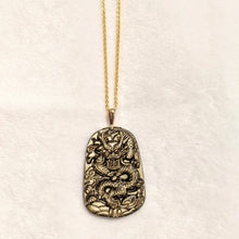 Load image into Gallery viewer, PREMIUM COLLECTION - Gold Sheen Obsidian Dragon pendant 14k gold loop