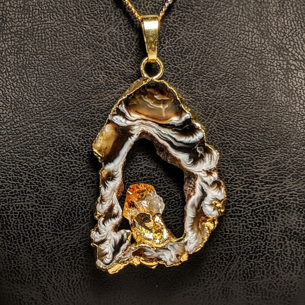Citrine and fire Agate Pendant