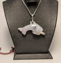 Load image into Gallery viewer, Jade Dolphin pendant - green to lilac Jade
