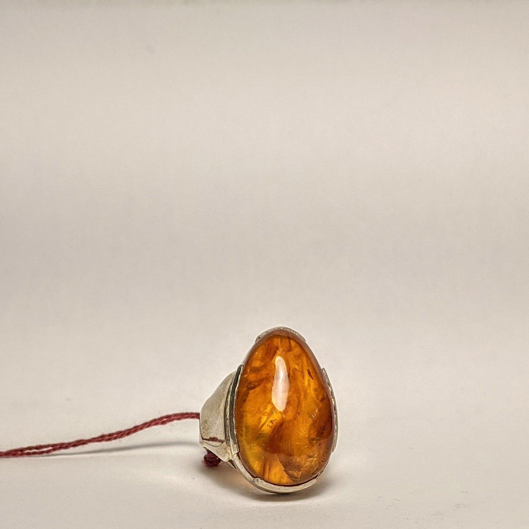 Amber Silver ring