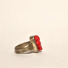 Load image into Gallery viewer, Ganesh - red Coral silver ring
