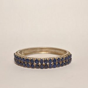 PREMIUM COLLECTION - Natural untreated Blue Sapphire cuff Silver bracelet