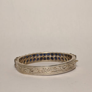 PREMIUM COLLECTION - Natural untreated Blue Sapphire cuff Silver bracelet