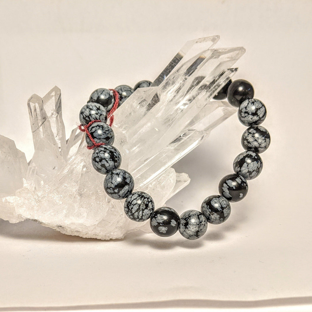 Snow flakes Obsidian bracelet - Medium