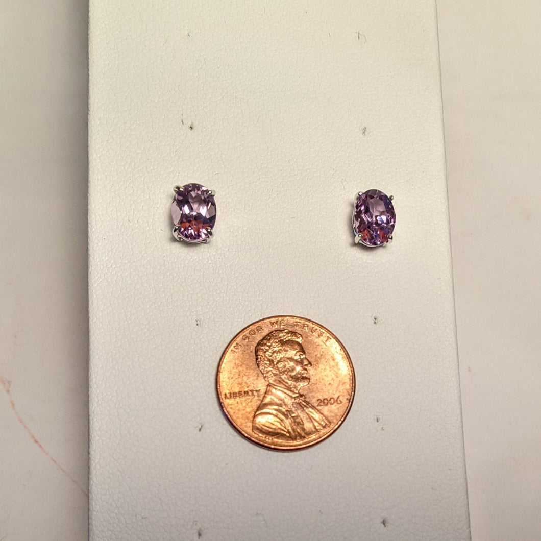 Amethyst Sterling Silver earrings -  Gem cut natural Royal Amethyst
