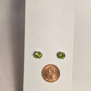 PREMIUM COLLECTION - Natural Gem cut Peridot  Sterling Silver earrings