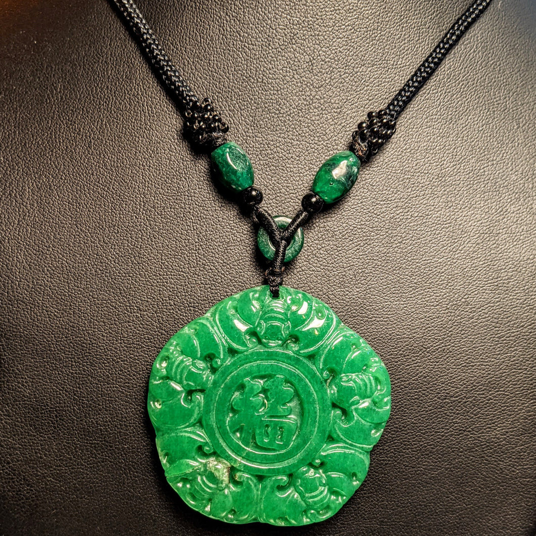 Jade  medallion pendant - green Jade