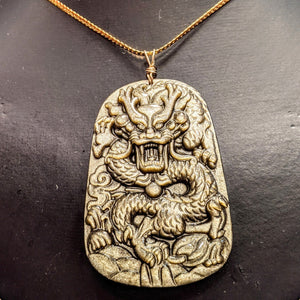 PREMIUM COLLECTION - Gold Sheen Obsidian Dragon Pendant