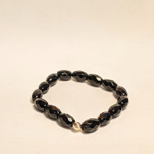 PREMIUM COLLECTION - Black Tourmaline bracelet / 14k yellow Gold bead