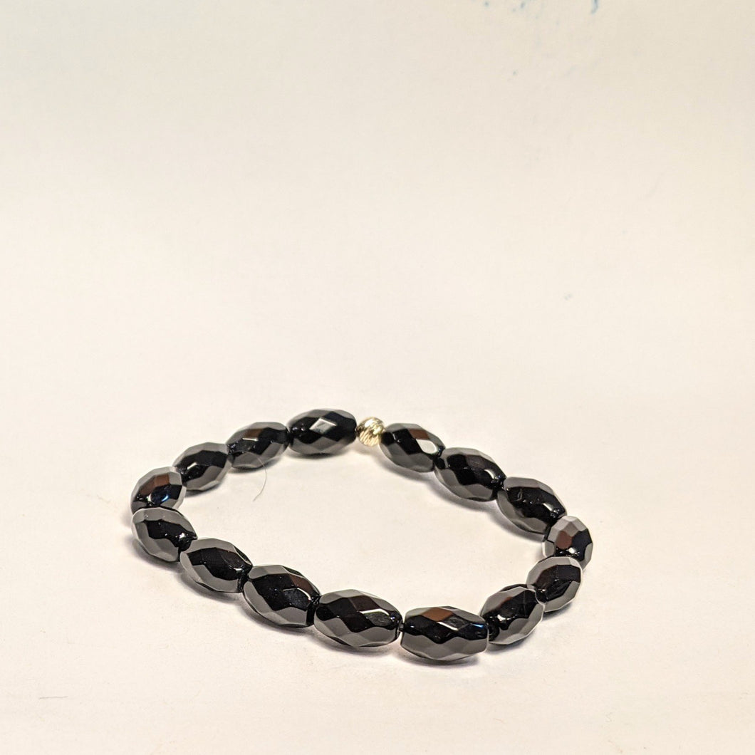 PREMIUM COLLECTION - Black Tourmaline bracelet / 14k yellow Gold bead