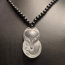 Load image into Gallery viewer, Quartz FOX medallion pendant - clear quartz fox/ American Onyx necklace
