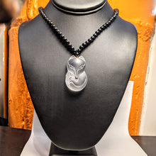 Load image into Gallery viewer, Quartz FOX medallion pendant - clear quartz fox/ American Onyx necklace

