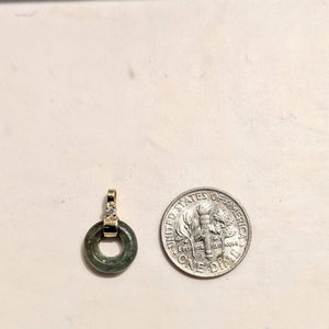 PREMIUM COLLECTION - Jade Wealth Coin 14k yellow gold & diamond pendant